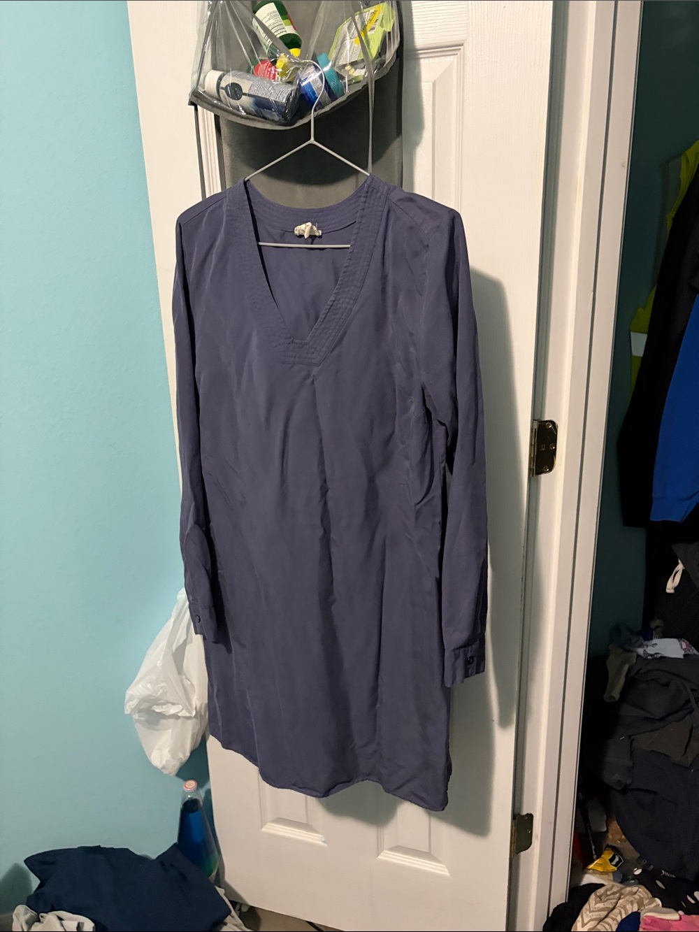Anthropologie Slate Blue V-Neck Long Sleeve Tunic